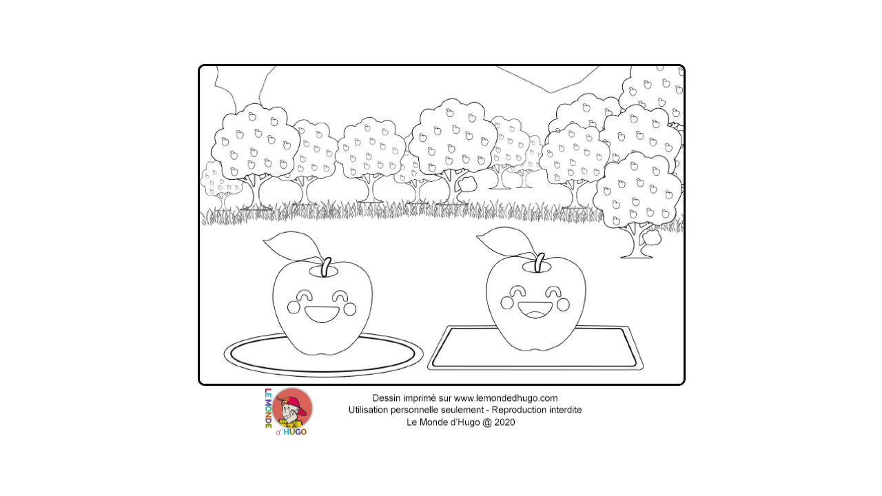 Comptine Pomme De Reinette à Imprimer Coloriage : "Pomme de reinette et pomme d'api"